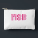 Pochette À Accessoires Monogramme en bloc d'ombre rose Preppy, personnali<br><div class="desc">Sac super mignon avec monogramme en bloc d'ombre rose double. Si tendance avec l'esthétique preppy. Changez facilement les couleurs et le texte à votre goût - monogramme de 2 lettres, 3 lettres ou mot/nom complet. Mignon, tendance - parfait pour un cadeau d'anniversaire, enterrement de vie de jeune fille et plus...</div>