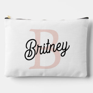 Pochette À Accessoires Monogramme et nom personnalisé moderne Pastel Pink