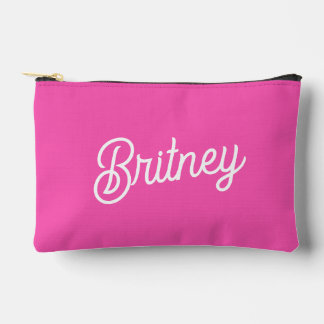 Pochette À Accessoires Monogramme et nom personnalisés Hot Pink moderne