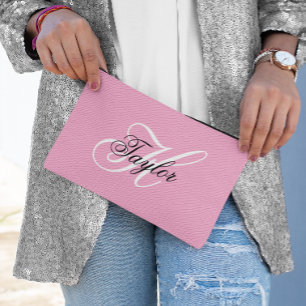 Pochette À Accessoires Monogramme fantaisie noir et blanc Rose
