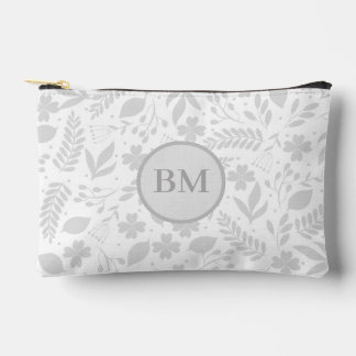 Pochette À Accessoires Monogramme Feuille gris et blanc argenté