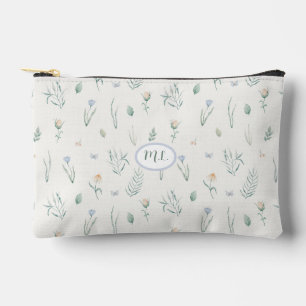 Pochette À Accessoires Monogramme floral élégant à l'aquarelle botanique