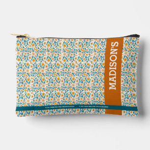 Pochette À Accessoires Monogramme floral personnalisé et nom