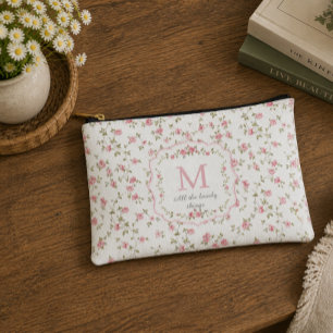 Pochette À Accessoires Monogramme Floral Romantique   Cottagecore Vintage