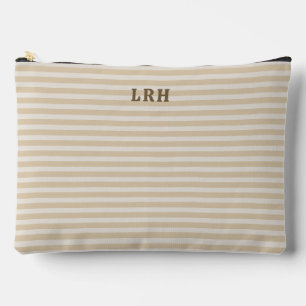 Pochette À Accessoires Monogramme Initiales Minuscules Vintage Rayure Tan