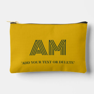 Pochette À Accessoires Monogramme Minimaliste Moutarde et Vert Forêt