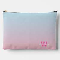 Monogramme Moderne Chic Rose Bleu Pastel Ombre