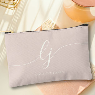 Pochette À Accessoires Monogramme Moderne Élégante Calligraphie Rose Rose