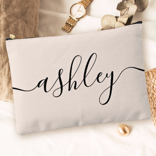 Pochette À Accessoires Monogramme Moderne Minimaliste Calligraphie Script
