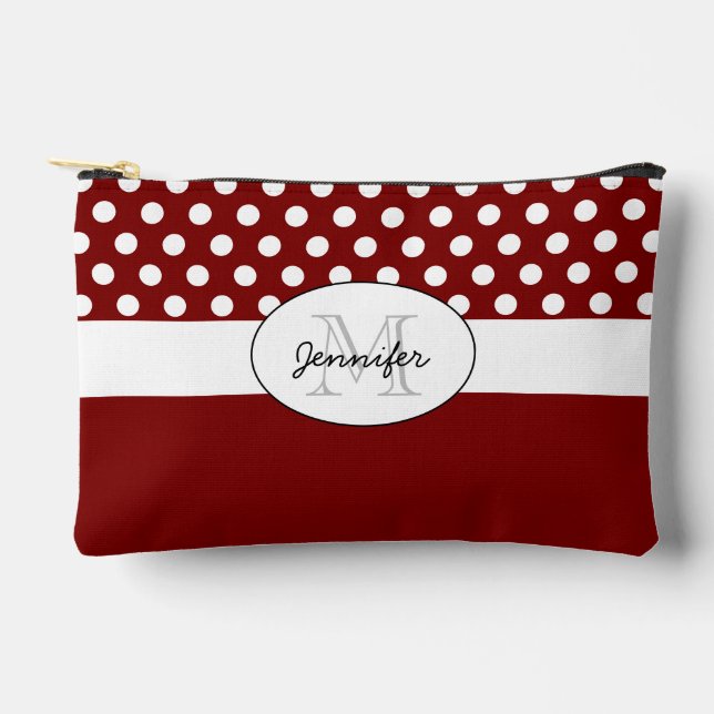 Pochette À Accessoires Monogramme motif rétro pois rouge foncé (Recto)