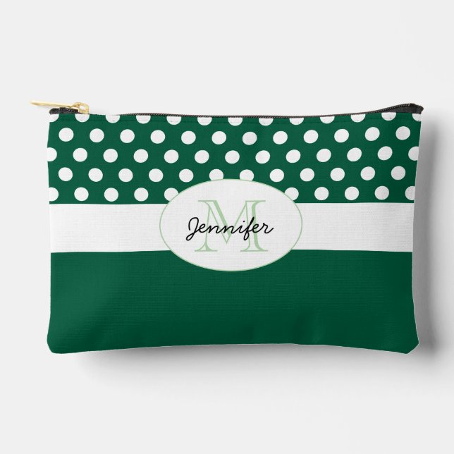 Pochette À Accessoires Monogramme motif rétro pois vert foncé (Recto)