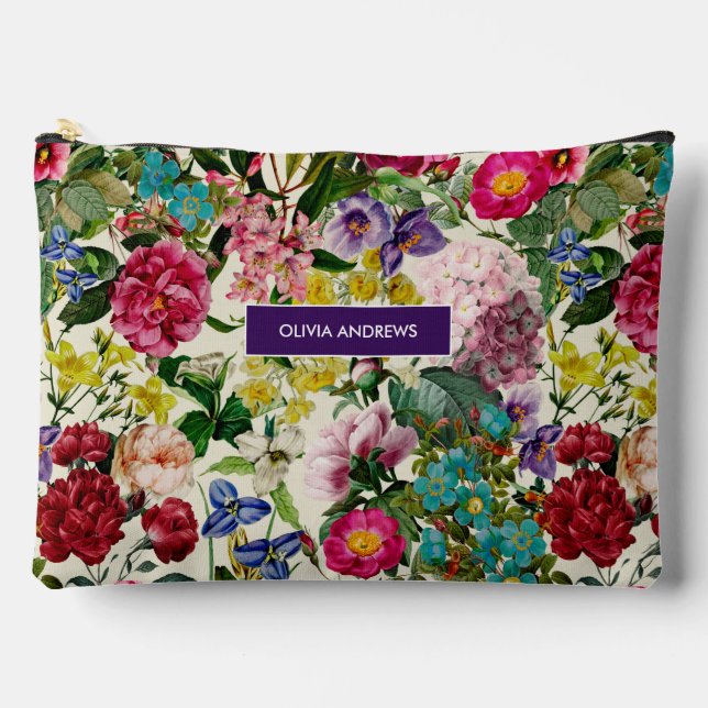 Pochette À Accessoires monogramme motif rose vintage (Recto)