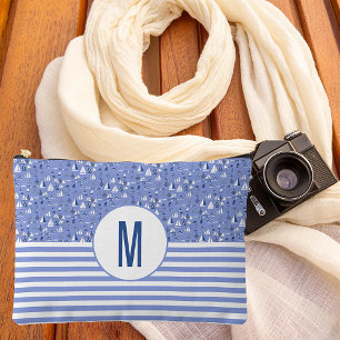Pochette À Accessoires Monogramme nautique de bateaux et de rayures