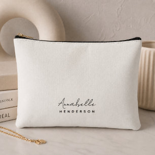 Pochette À Accessoires Monogramme Neutre   Moderne Minimaliste Élégant