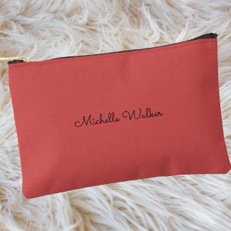 Pochette À Accessoires Monogramme Noir Élégant Simple Moderne