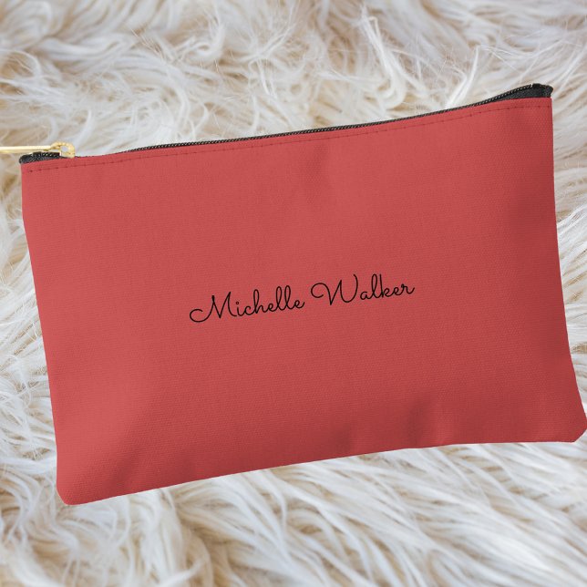 Pochette À Accessoires Monogramme Noir Élégant Simple Moderne (Créateur téléchargé)