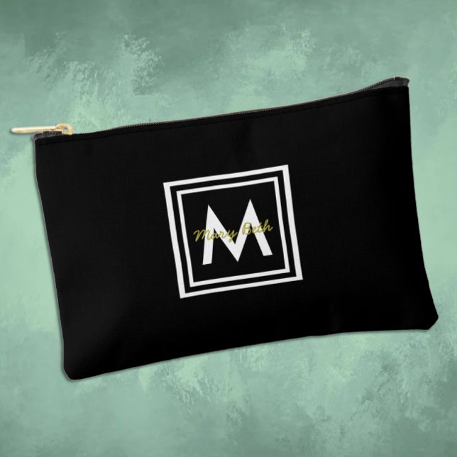 Pochette À Accessoires Monogramme noir personnalisé (Créateur téléchargé)
