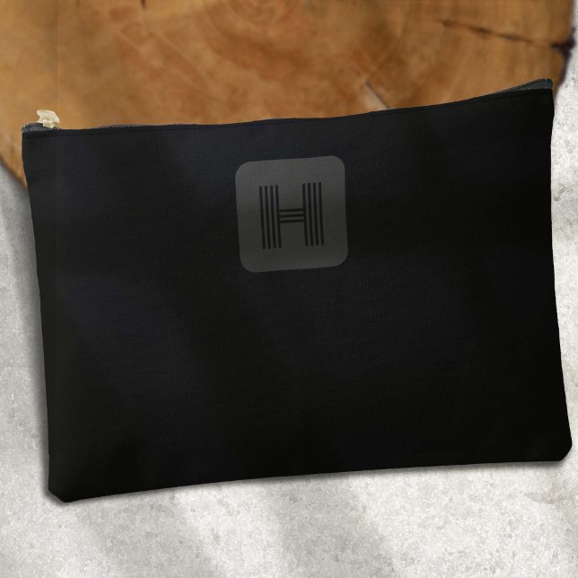 Pochette À Accessoires Monogramme noir Simple Monogramme Golf (Black Monogram simple Modern Accessory Pouch)