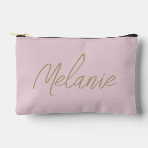 Pochette À Accessoires Monogramme Nom Élégant Moderne Minimaliste Rose Pâ