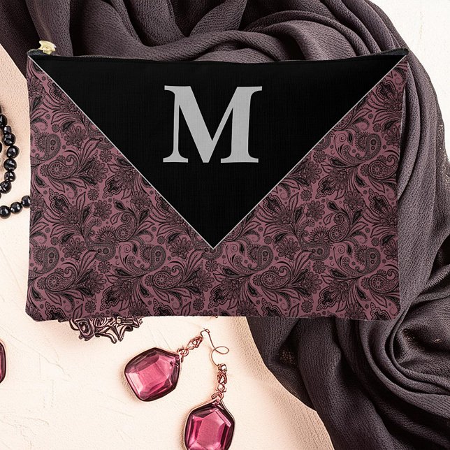 Pochette À Accessoires Monogramme paisley or et noir (Créateur téléchargé)