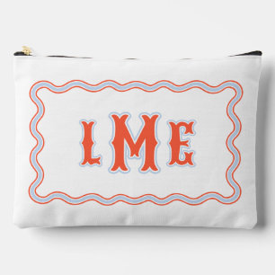 Pochette À Accessoires Monogramme personnalisé à dentelle rouge et bleu