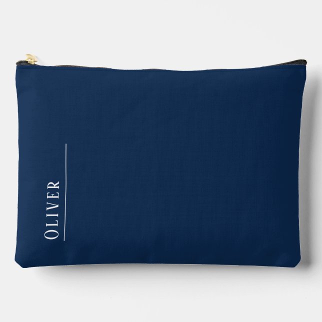Pochette À Accessoires monogramme personnalisé, bleu marine foncé (Recto)