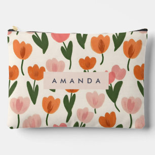 Pochette À Accessoires Monogramme Personnalisé Cute Spring Tulip Motif