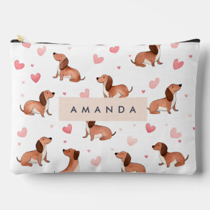 Pochette À Accessoires Monogramme Personnalisé Mignon Chien Dachshund