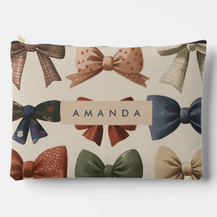 Pochette À Accessoires Monogramme Personnalisé Retro Vintage Bow Motif