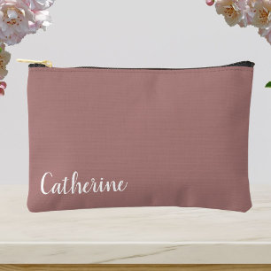 Pochette À Accessoires monogramme personnalisé, rose poussiéreux avec typ