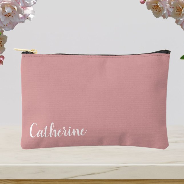 Pochette À Accessoires monogramme personnalisé, rose verger avec police d (Créateur téléchargé)