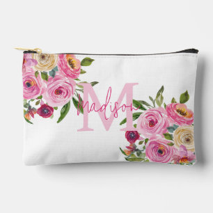 Pochette À Accessoires Monogramme   Personnalisez   Aquarelle   Floral