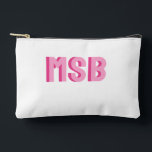 Pochette À Accessoires Monogramme Preppy Pink Shadow Block, personnalisé<br><div class="desc">Sac super mignon avec double bloc d'ombre rose monogramme. Donc en tendance avec l'esthétique préppy. Changez facilement les couleurs et le texte à la vôtre - 2 lettre monogramme,  3 lettre ou mot/nom complet. Mignonne,  tendance - parfait pour un cadeau d'anniversaire,  une soirée bachelorette et plus encore.</div>