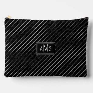 Pochette À Accessoires Monogramme rayures noires et blanches