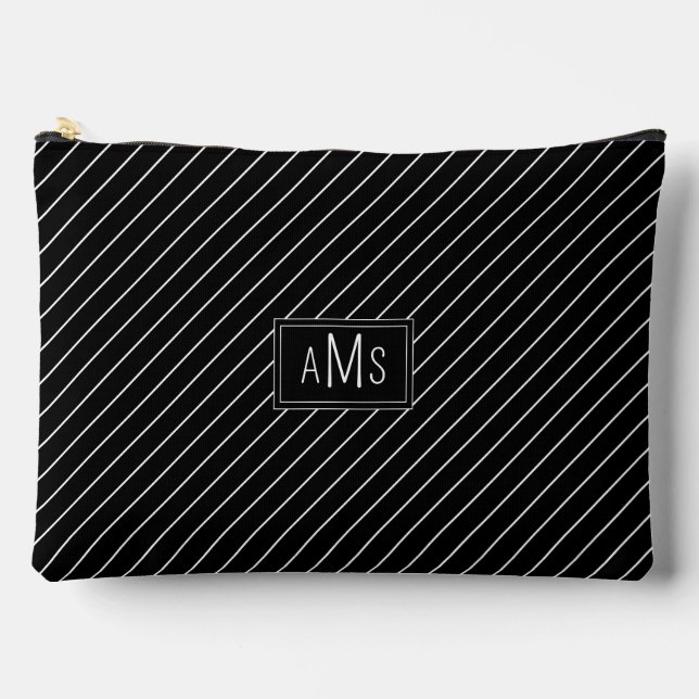 Pochette À Accessoires Monogramme rayures noires et blanches (Recto)