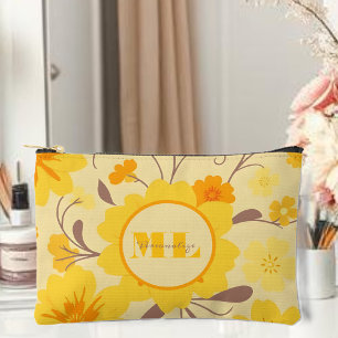 Pochette À Accessoires Monogramme Retro Sunshine Floral-Jaune Fleurs