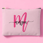 Pochette À Accessoires Monogramme rose chaud Nom de la fille Script<br><div class="desc">Organisez vos articles essentiels en style avec notre Pouch Accessoire pour Fille de Monogramme Hot Pink ! Doté d'un design rose chaud audacieux, ce sac est personnalisé avec votre nom dans une police de script élégante pour une touche personnalisée chic. Parfait pour stocker des cosmétiques, papeterie ou petits accessoires, il...</div>