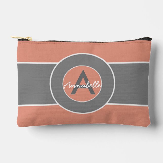 Pochette À Accessoires Monogramme rose gris personnalisé (Recto)