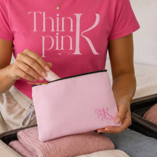 Pochette À Accessoires Monogramme Rose Minimal Moderne Think Pink Freak