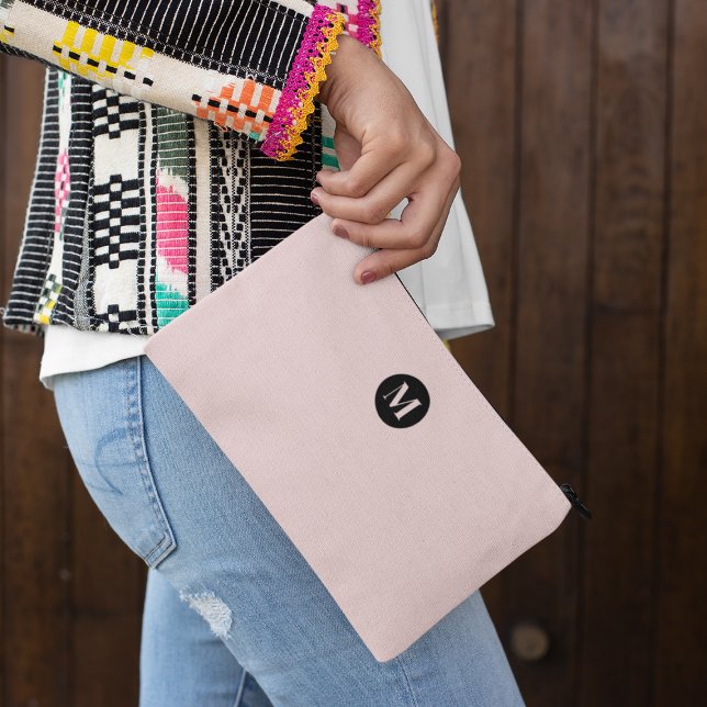 Pochette À Accessoires Monogramme rose pâle et élégant (Créateur téléchargé)