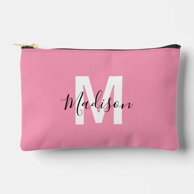 Pochette À Accessoires Monogramme Rose Personnalisé (Recto)
