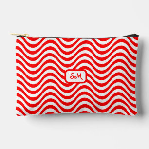 Pochette À Accessoires Monogramme Rouge et blanc Tirures Vagues Psychédél