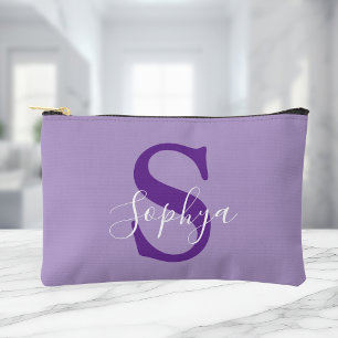 Pochette À Accessoires Monogramme simple et violet personnalisé