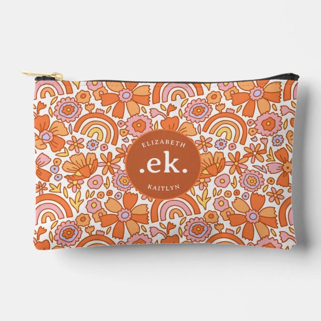 Pochette À Accessoires Monogramme super Retro Orange Florals (Recto)