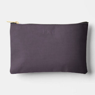 Pochette À Accessoires Monogramme triple subtil sur fond prune poussiéreu