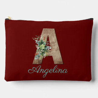 Pochette À Accessoires Monogramme Une lettre de bois fleur rouge foncé