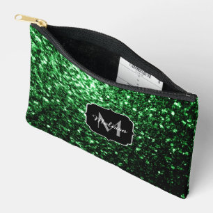 Pochette À Accessoires Monogramme vert foncé faux parties scintillant sci