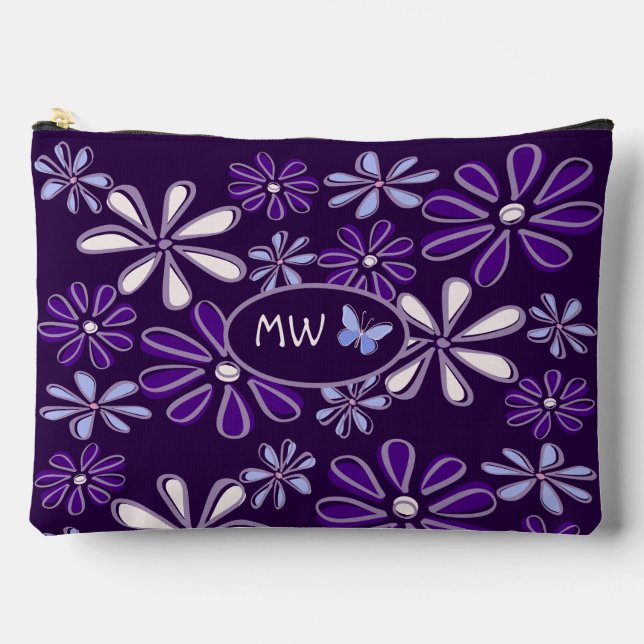 Pochette À Accessoires Monogramme Violet foncé Doodle papillon (Recto)