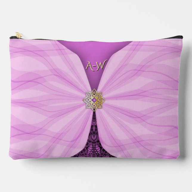 Pochette À Accessoires Monogrammed Orchid Pink Jewel Textile Illusion   (Recto)