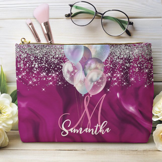 Pochette À Accessoires Monographie de bulle de parties scintillant en fau (Créateur téléchargé)